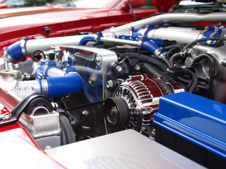 Close up of a clean car engine